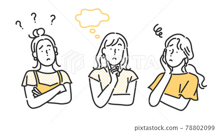 思考的女人和煩惱的女人的插畫素材 思考的女人和煩惱的女人的插畫素材 78802099