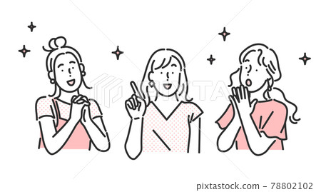 介紹給微笑女性和朋友的插圖素材 78802102