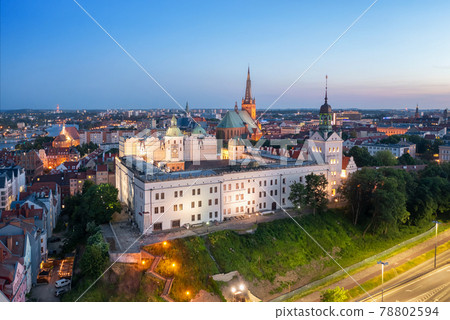 Szczecin, Poland. Aerial view of Pomeranian Dukes Castle Szczecin, Poland. Aerial view of Pomeranian Dukes Castle 78802594