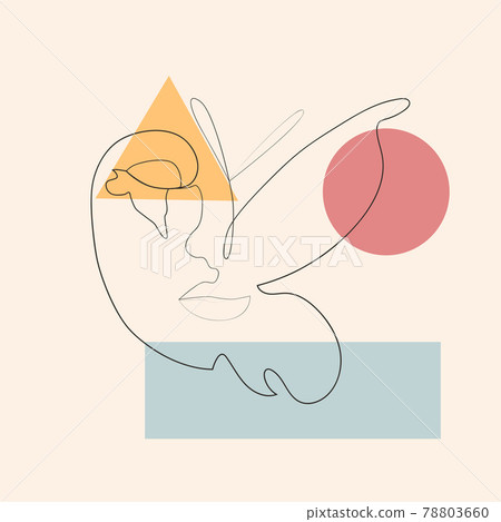 Poster with minimal woman face. One line drawing style. Creative author's illustration. Poster with minimal woman face. One line drawing style. Creative author's illustration. 78803660