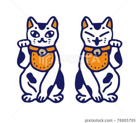 Maneki Neko_Hand-drawn style illustration material set 78805795