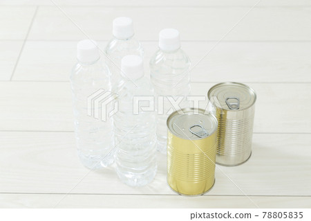 Emergency food lined up on the floor 78805835
