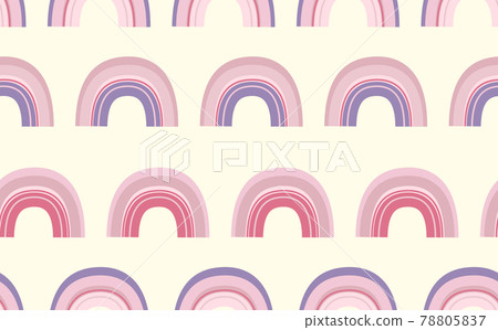 Trendy seamless pattern with colorful rainbow on color background. Design for invitation, poster, card, fabric, textile, fabric. Cute holiday illustration for baby. Doodle style 78805837