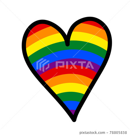 Heart shape in flag LGBT color, doodle style. LGBT icon. Template design, vector illustration. Love wins. Geometric shapes in the colors on the rainbow. Colorful symbols. Gay pride collection. Banner 78805838