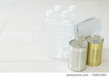 Emergency food lined up on the floor 78805884
