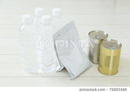 Emergency food lined up on the floor 78805886