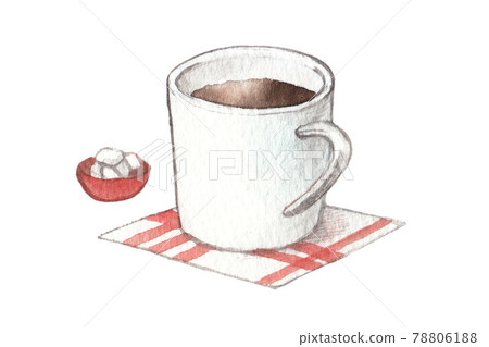 手繪水彩熱咖啡插畫 78806188