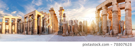 Ancient Luxor Temple view, sunset panorama, Egypt 78807628