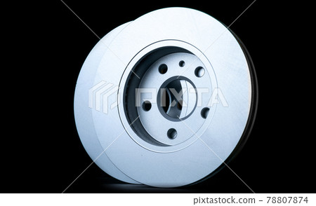 Mechanic part. New metal car part. Auto motor mechanic spare or automotive piece isolated on black background. Automobile engine service with space for text. 78807874