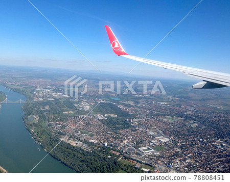 River Donau seen from an airplane (Budapest / Hungary) 78808451