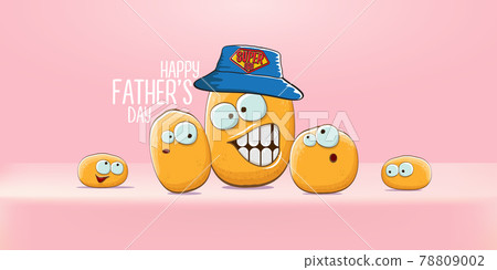 happy fathers day horizontal banner with cartoon father potato and son potato. cartoon funny comic fathers day vector label or icon isolated on soft pastel pink background happy fathers day horizontal banner with cartoon father potato and son potato. cartoon funny comic fathers day vector label or icon isolated on soft pastel pink background 78809002