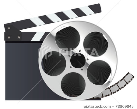Clapperboard and film roll 78809843