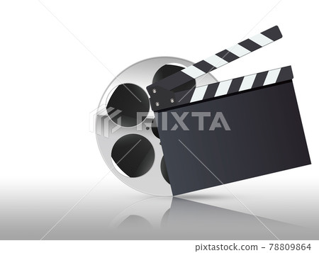 Clapperboard and film roll Clapperboard and film roll 78809864