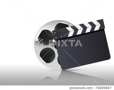 Clapperboard and film roll Clapperboard and film roll 78809867