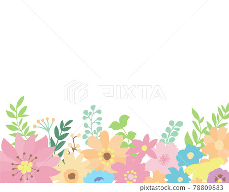 Colorful background frame with hand-painted flowers and vegetation 78809883
