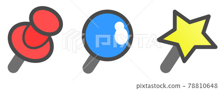 Illustrations by type of pushpins for stationery supplies 78810648
