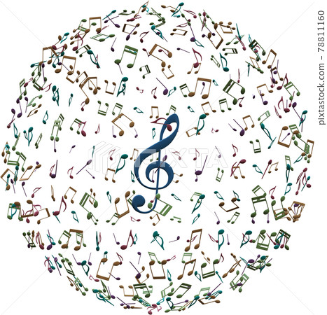 Musical note earth treble clef colorful fine CG illustration cutout 78811160