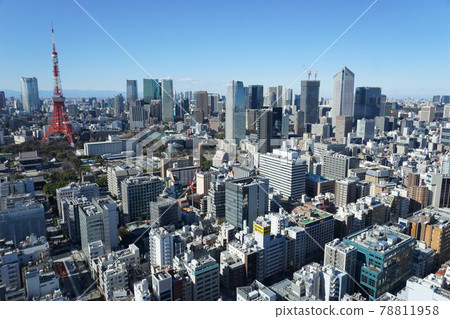 東京2020風景，天文台，鳥瞰圖，遠景，白天，晴朗的藍天 78811958