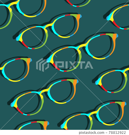 Set of man glasses on green. Seamless background. Set of man glasses on green. Seamless background. 78812922