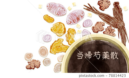 中草藥“時尺藥散”手繪水彩風格插畫 78814423