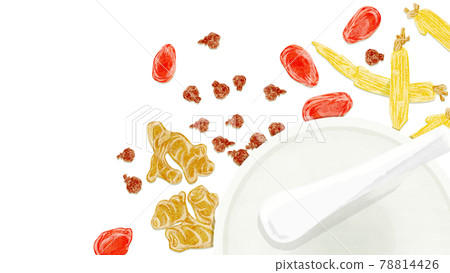 Hand-painted watercolor-style illustration of the Chinese herbal medicine "Kurei-Yuyu" 78814426