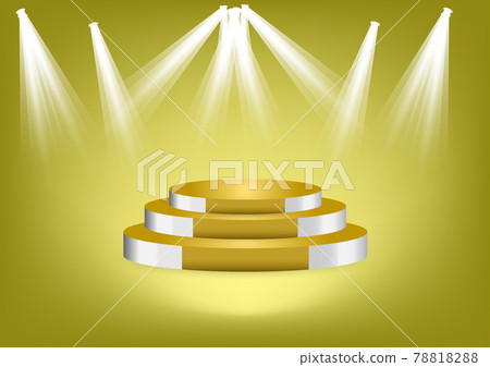 gold podium for show product or presentation with spotlight with gold background 78818288