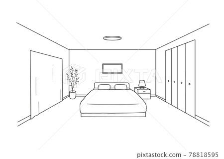 Bedroom Line Perspective 1 Point Perspective View Stock Illustration   78818595 