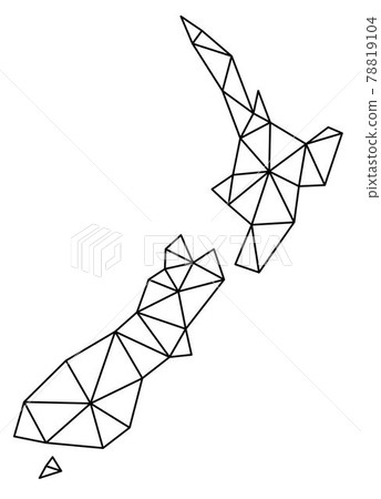 Polygonal New Zealand vector world map on white background. Polygonal New Zealand vector world map on white background. 78819104