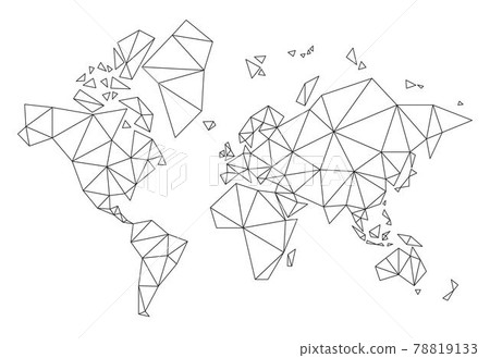 Polygonal vector world map on white background. Polygonal vector world map on white background. 78819133