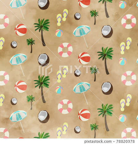 Summer beach set pattern sandy beach back Ver 78820378