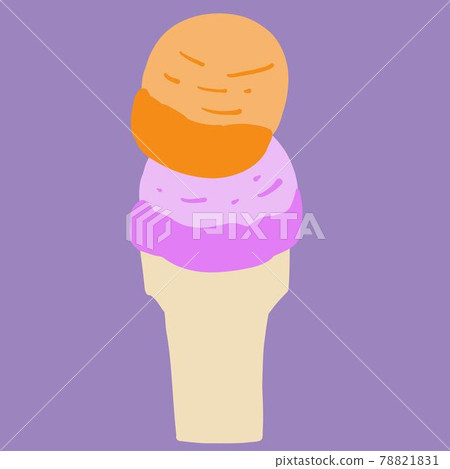 Colorful freehand drawing of a cone of icecream. Colorful freehand drawing of a cone of icecream. 78821831