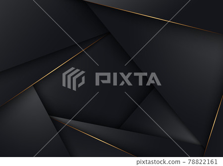 Abstract 3D black stripes low polygon triangles with golden lines overlapping background Abstract 3D black stripes low polygon triangles with golden lines overlapping background 78822161