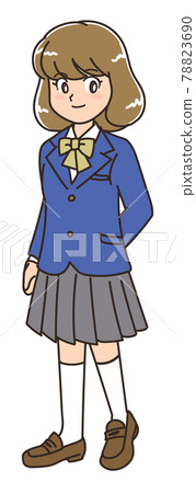 Standing figure of a female student in uniform Standing figure of a female student in uniform 78823690