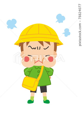 一個可愛的幼兒園男孩的插圖,他的臉頰腫脹的白色背景很生氣 一個可愛的幼兒園男孩的插圖,他的臉頰腫脹的白色背景很生氣 78824077