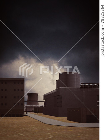 3D Industrial zone buildings and cloudy sky 3D Industrial zone buildings and cloudy sky 78825864