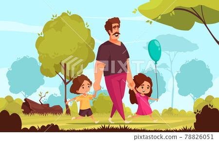 Walking With Children Composition Walking With Children Composition 78826051