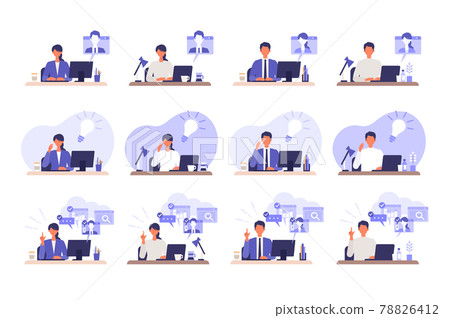 在工作或家裡使用個人電腦的商人 78826412