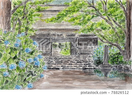 Hydrangea blooming temple Hydrangea blooming temple 78826512