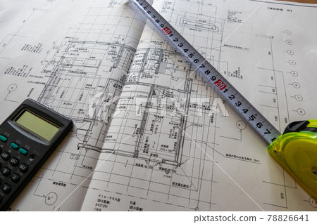 住宅圖紙，計算器和捲尺，獨立屋，用地面積35坪 78826641