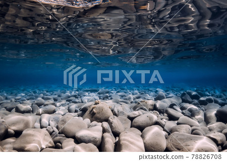 Underwater sea with stones, reflection and crystal water. Ocean background 78826708