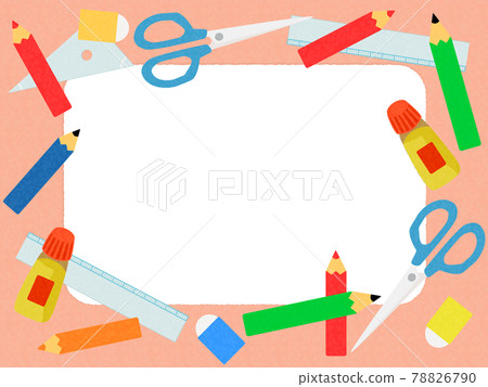 學校文具框_粉紅白框 78826790