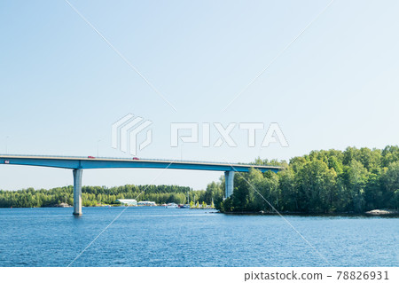 Luukkaansalmi bridge in Lappeenranta, Finland. View from the lake Saimaa. 78826931