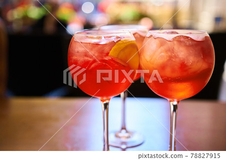 Aperol Spritz cocktail aperitif outdoors with shallow depth of field 78827915