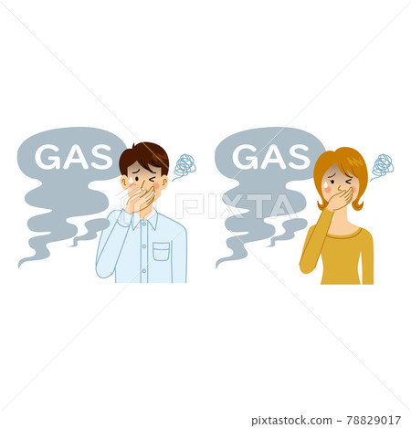 Men and women who feel uncomfortable due to gas leaks 78829017