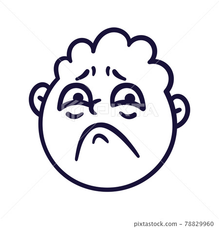 Round abstract face with sad emotions. Sorrow emoji avatar. Portrait of an upset man. Cartoon style. Flat design vector illustration. Round abstract face with sad emotions. Sorrow emoji avatar. Portrait of an upset man. Cartoon style. Flat design vector illustration. 78829960