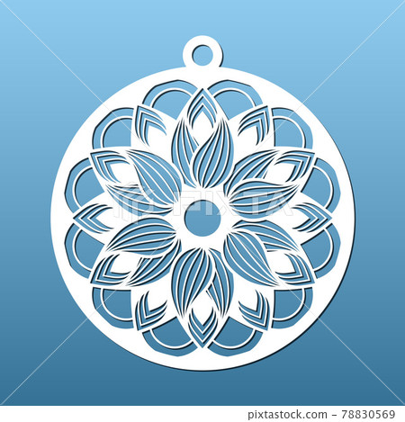 Laser cut Christmas balls  CNC cutting stencil with abstract geometric pattern. Paper art, home Christmas decor, fretwork. Coaster or decorative pendant, vector illustration 78830569