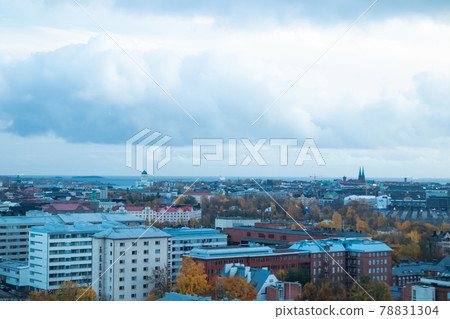 Aerial view of Helsinki Center at autumn cloudy evening. Aerial view of Helsinki Center at autumn cloudy evening. 78831304