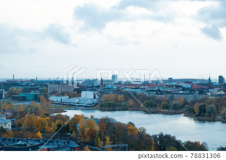 Aerial view of Helsinki Center at autumn cloudy evening. Aerial view of Helsinki Center at autumn cloudy evening. 78831306