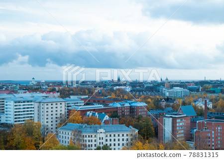 Aerial view of Helsinki Center at autumn cloudy evening. 78831315