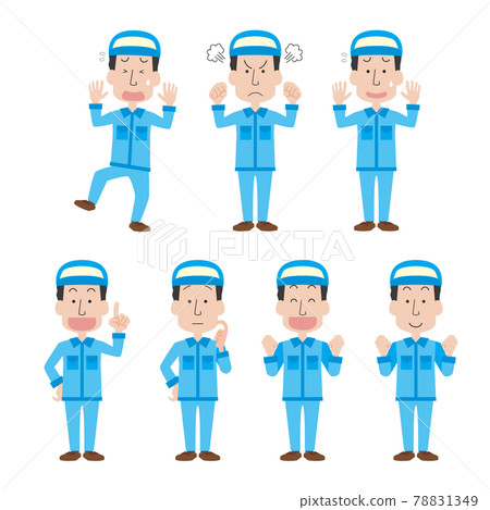 Worker male facial expression pose set Worker male facial expression pose set 78831349